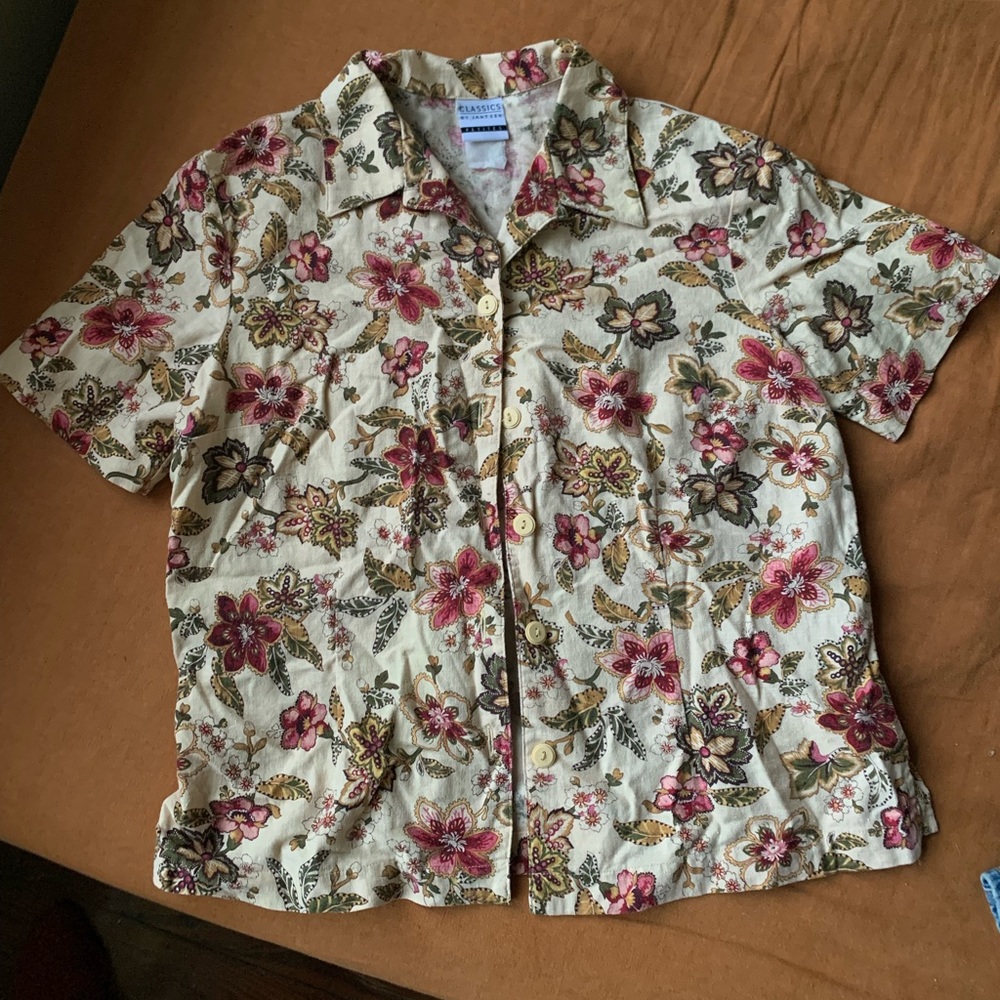 Classics by Jantzen vintage paisley floral linen top
